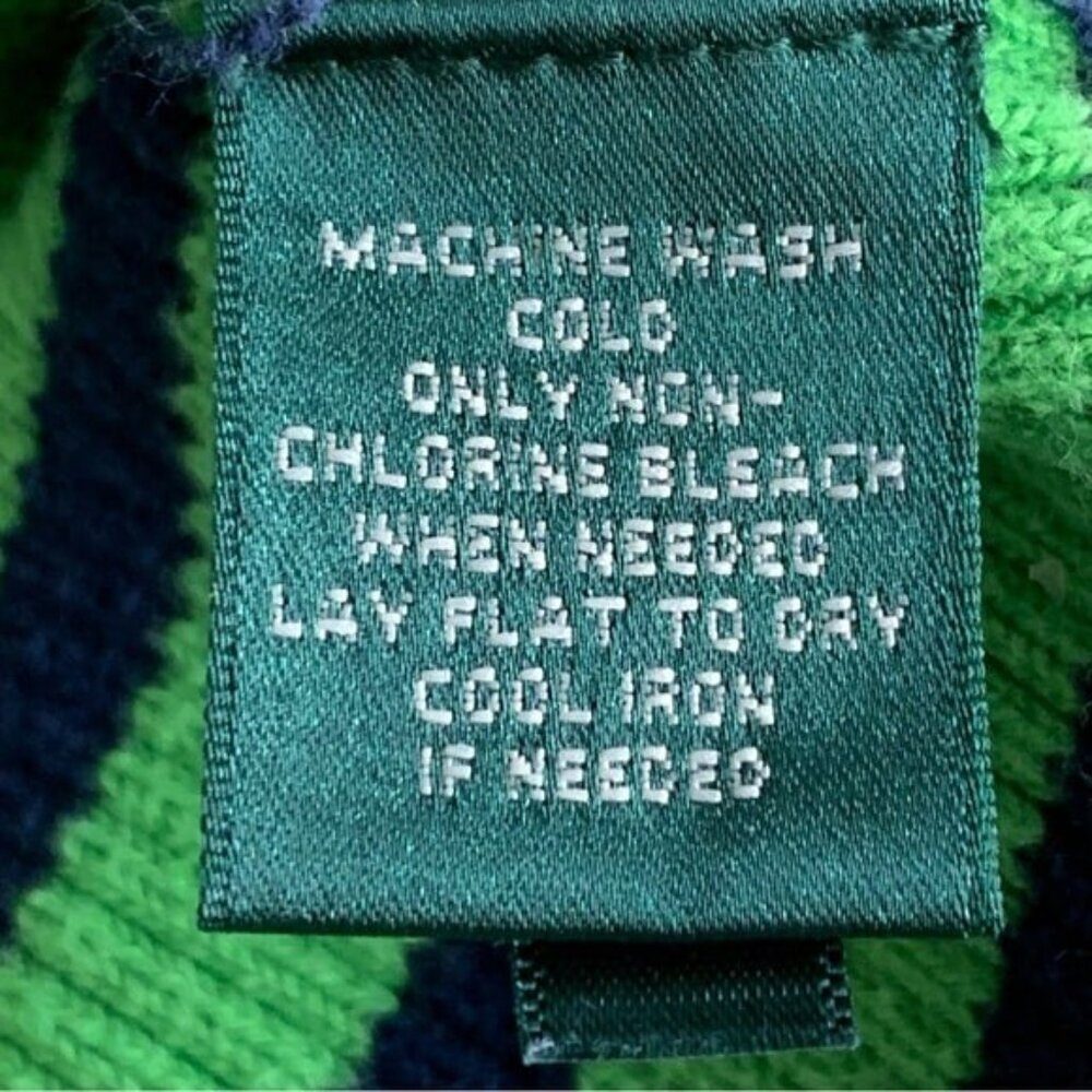 Lauren Ralph Lauren Rib Knit Sweater Womens Medium Logo Buttons Blue Green Prep - Picture 5 of 9